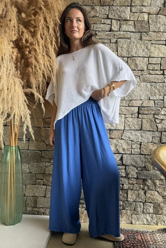 Basso Shirring Wide Leg Pant Soft Cobalt